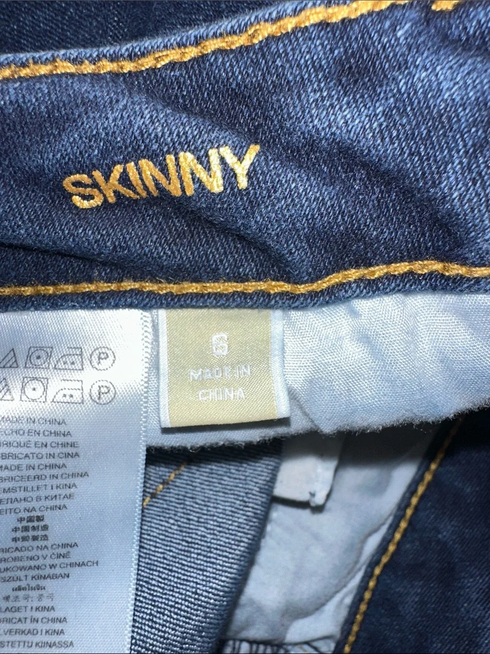 Michael Kors Dark Blue Skinny Jeans with Gold Trim